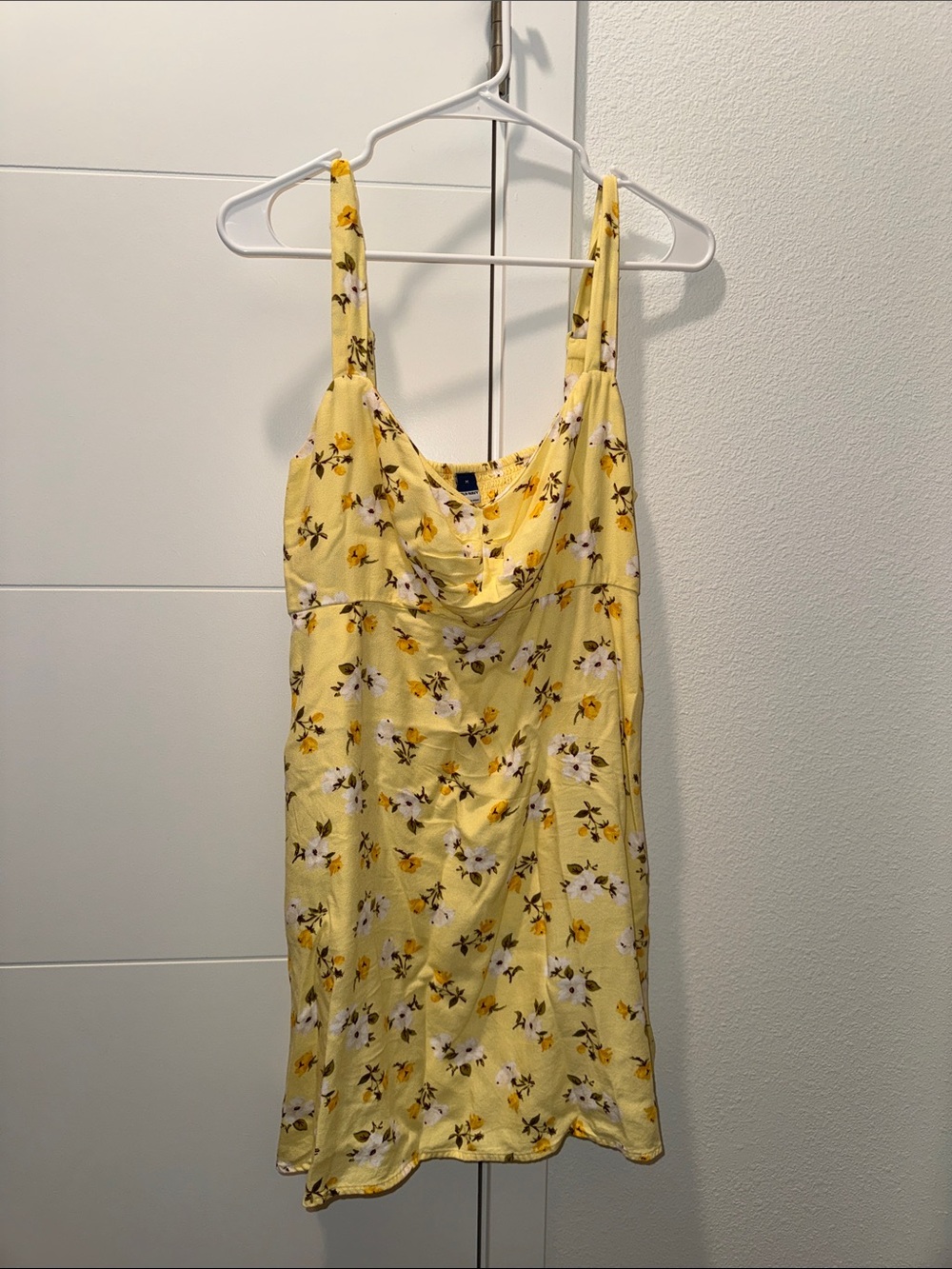 Old Navy Yellow Floral Cowl Neck Mini Dress